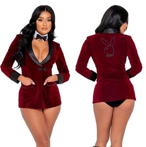 NEW Official Playboy Smoke Lounge Madam 4 PC Smoking Jacket Costume Set Medium